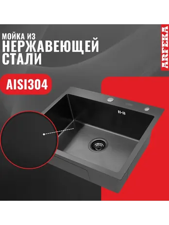 Комплект BSC мойка 500*500, коландер, дозатор BLACK DECOR