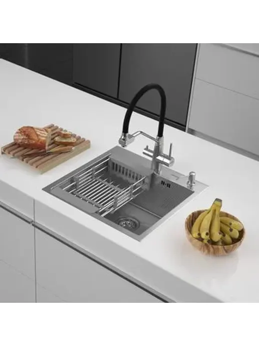 Комплект ASTRA мойка 550*500, коландер, дозатор SATIN DECOR