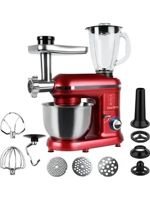 Кухонный комбайн 9 в 1 RAGEX R101, 4.5л, 1500Вт, цвет: 600 (красный)
