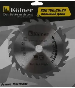 Пильный диск, диаметр 160мм, ширина пропила 2,3мм, Kolner KSD 160*20 на скидке