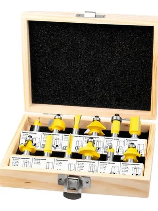 Набор фрез по дереву, диаметр 6мм-32мм, диаметр хвостовика 8мм, Kolner