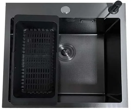 DS7050B Кухонная мойка 700*500*200mm , чёрная с сифоном