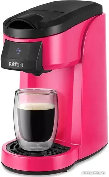 Кофеварка капсульная Kitfort KT-7121-1 (черно-малиновый)