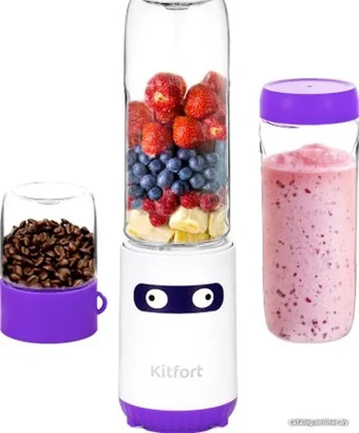 Блендер Shake & Take Kitfort KT-3033-1 (бело-фиолетовый, 2 в 1)