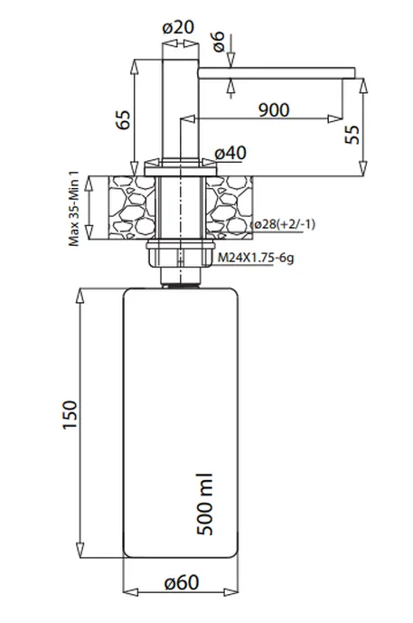 Дозатор жидкого мыла Aquasanita DS-601 черный металлик