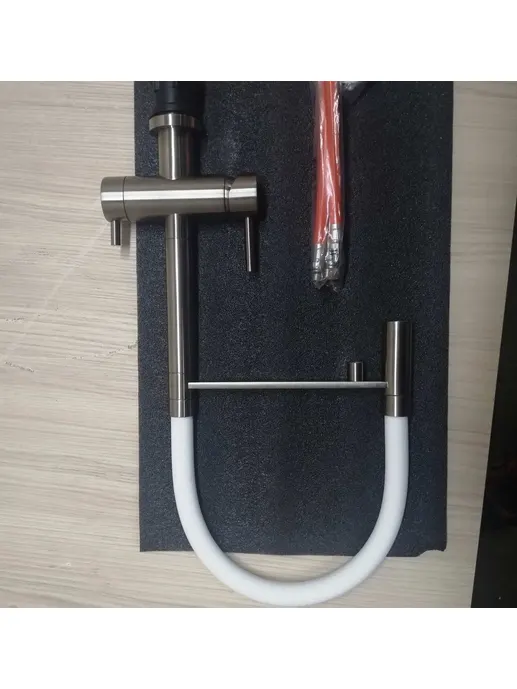 Смеситель OMOIKIRI Kanto-BN-WH нержавеющая сталь/белый