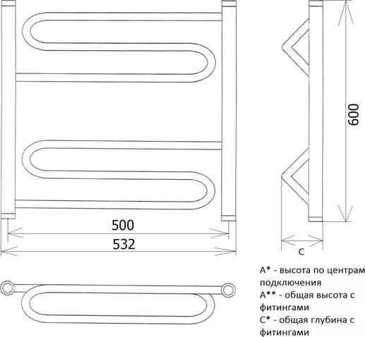 Полотенцесушитель Двин W 60/50 белый