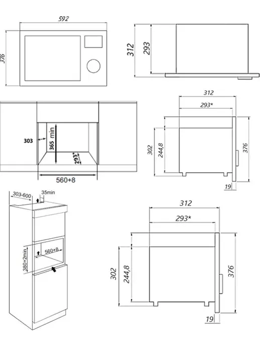 Микроволновая печь встраиваемая  MAUNFELD JBMO 20.5 S (Китай)