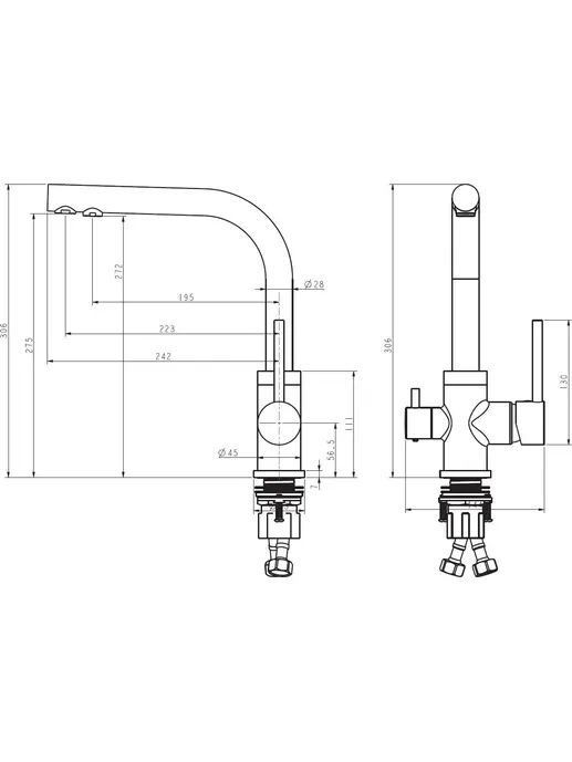 Смеситель AquaSanita Akvaduo 2663 L 001 chrome