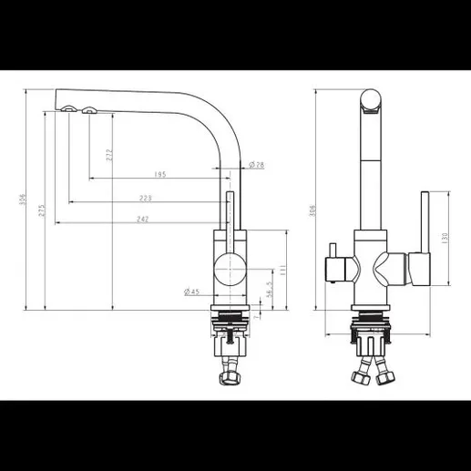 Смеситель AquaSanita Akvaduo 2663 L 001 chrome