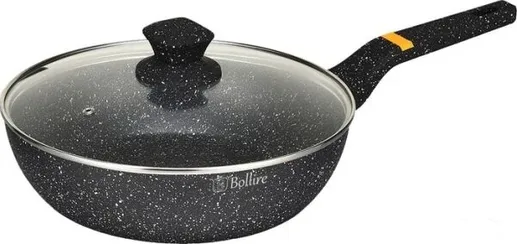 Глубокая сковорода с крышкой Bollire BR-1409, 24см, антипригарная