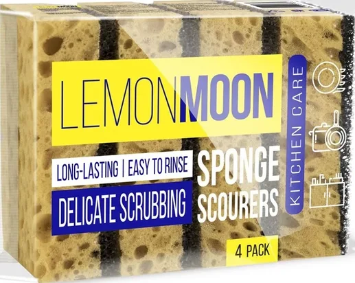 Lemon Moon Губка для посуды 96х64х33 ретикулированная 4 шт.