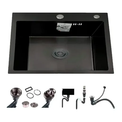 DS5040B Кухонная мойка 500*400*200mm , чёрная с сифоном