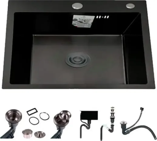 DS5040B Кухонная мойка 500*400*200mm , чёрная с сифоном