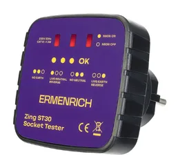 Тестер розеток Ermenrich Zing ST30, фиолетовый на скидке
