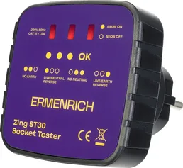 Тестер розеток Ermenrich Zing ST30, фиолетовый на скидке