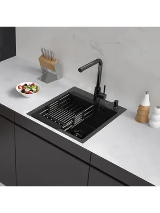 Комплект ASTRA мойка 550*450, коландер BLACK DECOR