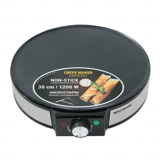 Блинница WILLMARK WCM-1230 (1200Вт, диаметр - 30см, антипригарная пове