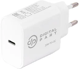 Сетевое зарядное устройство DIGITALPART FC-130 USB-C, белый на скидке