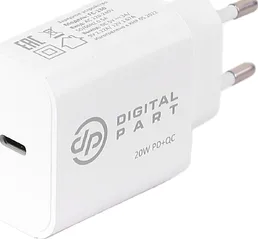Сетевое зарядное устройство DIGITALPART FC-130 USB-C, белый на скидке