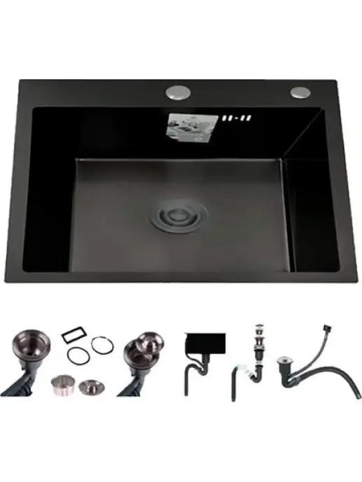 DS6050B Кухонная мойка 600*500*200mm , чёрная с сифоном