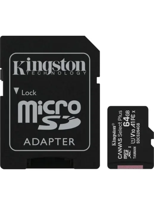 Карта флэш памяти Kingston SDCS2/64GB micro SDXC Canvas Select Plus