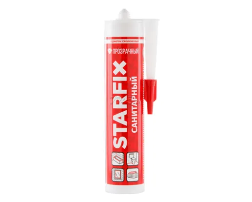 Герметик силиконовый санитарный STARFIX прозрачный, 300 мл