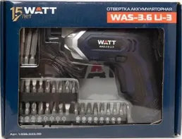 Отвертка аккумуляторная WATT WAS-3.6 Li-3 на скидке