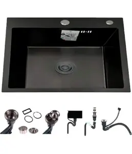 DS5040B Кухонная мойка 500*400*200mm , чёрная с сифоном на скидке