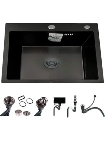 DS5040B Кухонная мойка 500*400*200mm , чёрная с сифоном