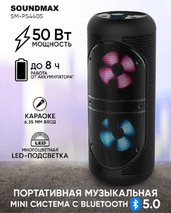 Портативные аудиосистемы SOUNDMAX SM-PS4405 черный на скидке