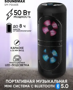 Портативные аудиосистемы SOUNDMAX SM-PS4405 черный на скидке