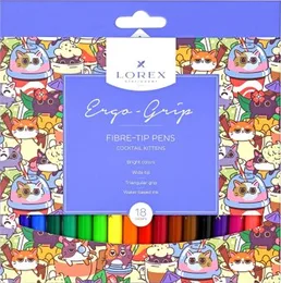 Фломастеры LOREX ERGO-GRIP COCKTAIL KITTENS 18 цв. на скидке