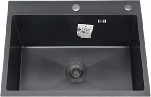 DS6050B Кухонная мойка 600*500*200mm , чёрная с сифоном (Китай)