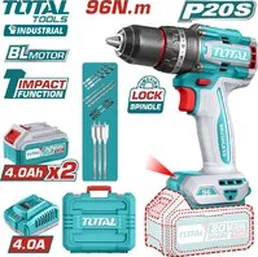 Ударная дрель-шуруповерт Total TIDLI20968 (с 2-мя АКБ, кейс) на скидке