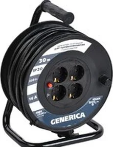Удлинитель на катушке Generica УК30 WKP20-16-04-30-G (30 м, черный) на скидке