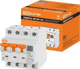 Дифференциальный автомат TDM Electric АВДТ-63/4P C25 30мА тип А SQ0202