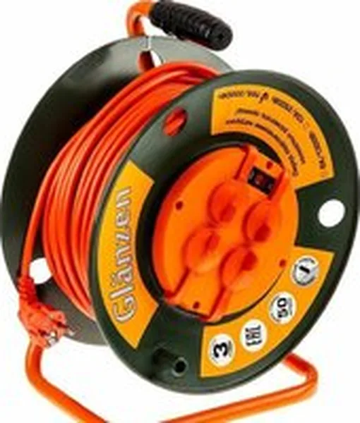 Удлинитель на катушке Glanzen EB-50-007 (50 м, оранжевый)