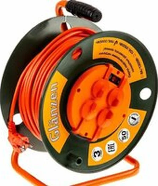 Удлинитель на катушке Glanzen EB-50-007 (50 м, оранжевый)