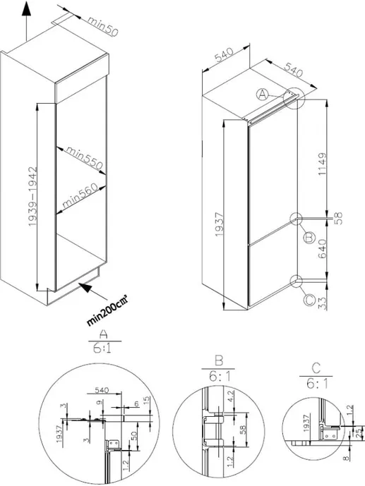 Холодильник встраиваемый MAUNFELD MBF193SLFW