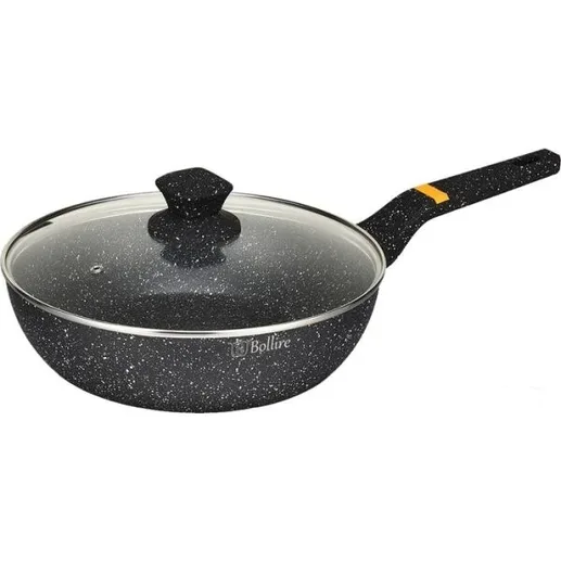 Глубокая сковорода с крышкой Bollire BR-1409, 24см, антипригарная